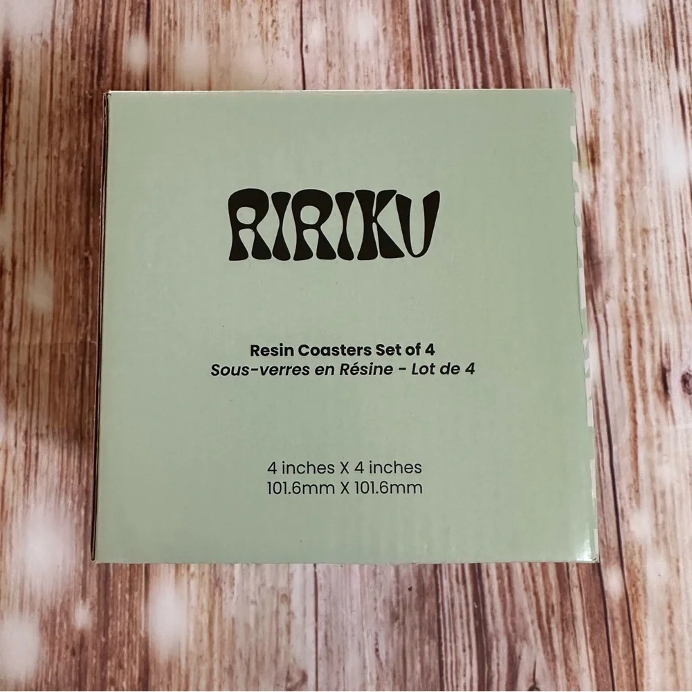 Ririku Beige 4 Piece White Marbled Resin Coaster Set